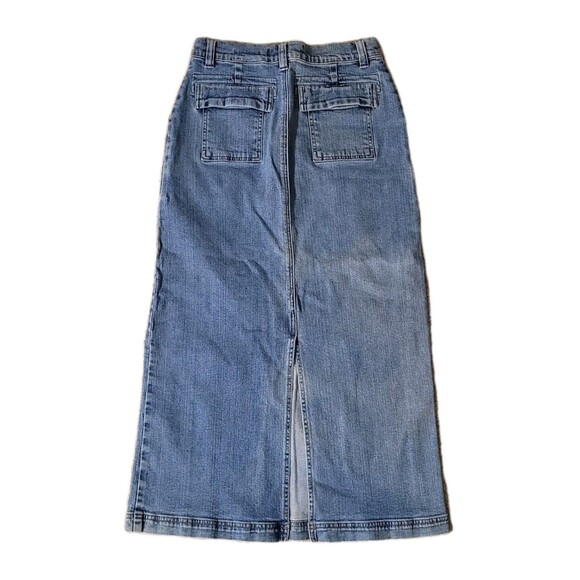 Eddie Bauer Denim Maxi Pencil Cargo Skirt Womens 4P Blue Western Boho Cowgirl - Picture 2 of 14